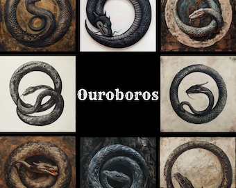 Ouroboros Paper, Ouroboros Printable Paper, Vintage Ouroboros, Ouroboros Journal Supplies, Ouroboros Journal Inserts