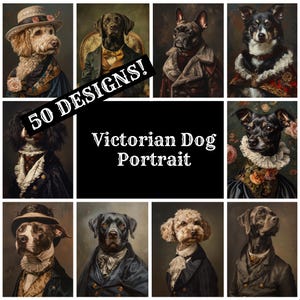 Papel de diário de retrato de cachorro vitoriano, papel para impressão de retrato de cachorro vitoriano, suprimentos para diário de retrato de cachorro vintage, inserções de diário