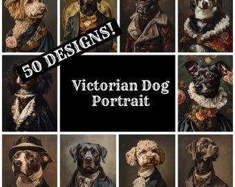Victorian Dog Portrait Digital Paper: Journal Inserts (PNG, 8.5x11 in) (Digital Download)