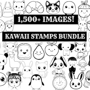 1500+ Kawaii Doodle Stamps Clipart Bundle (Lineart Download)