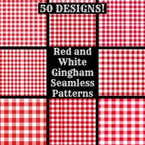 Red and White Gingham Seamless Digital Paper, Printable Scrapbook Paper Seamless Textures, Instant Download, Commercial Use Seamless Gingham