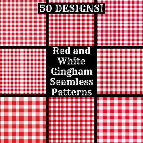 Red and White Gingham Seamless Digital Paper, Printable Scrapbook Paper Seamless Textures, Instant Download, Commercial Use Seamless Gingham