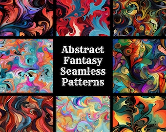 Abstract Fantasy Seamless Patterns: 50 PNG Digital Papers (Digital Download)