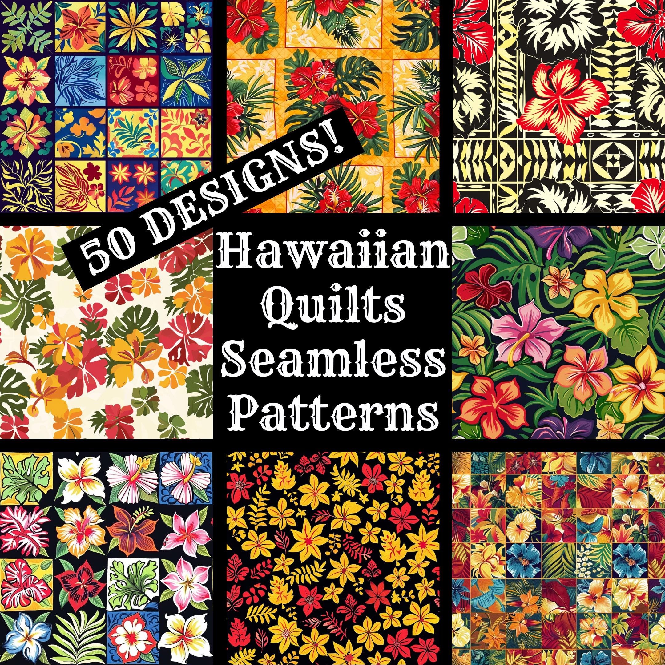 Hawaiian Quilts Seamless Patterns: Tropical Digital Paper (PNG) - Etsy