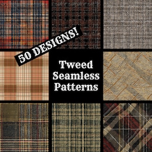 May include: A collection of 50 tweed seamless patterns in various colours and designs. The patterns are perfect for use in digital and physical projects.