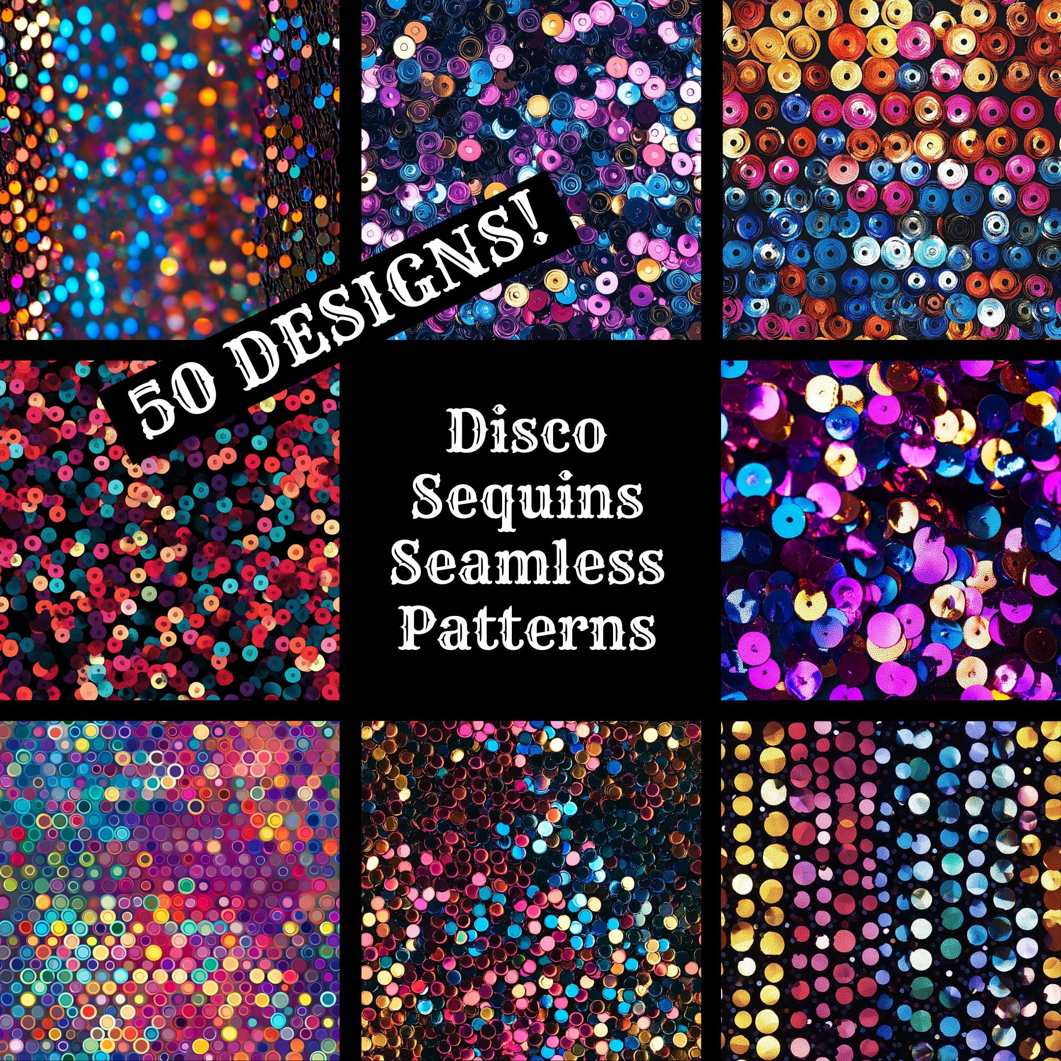 Disco Sequins Seamless Patterns: 50 PNG Digital Papers (digital ...