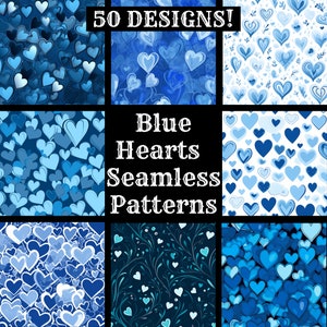 Blue Hearts Seamless Pattern: Scrapbook Paper, Sublimation (Digital Download)