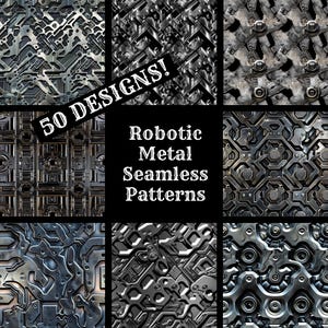 Robotic Metal Seamless Patterns: Printable Digital Paper (PNG)