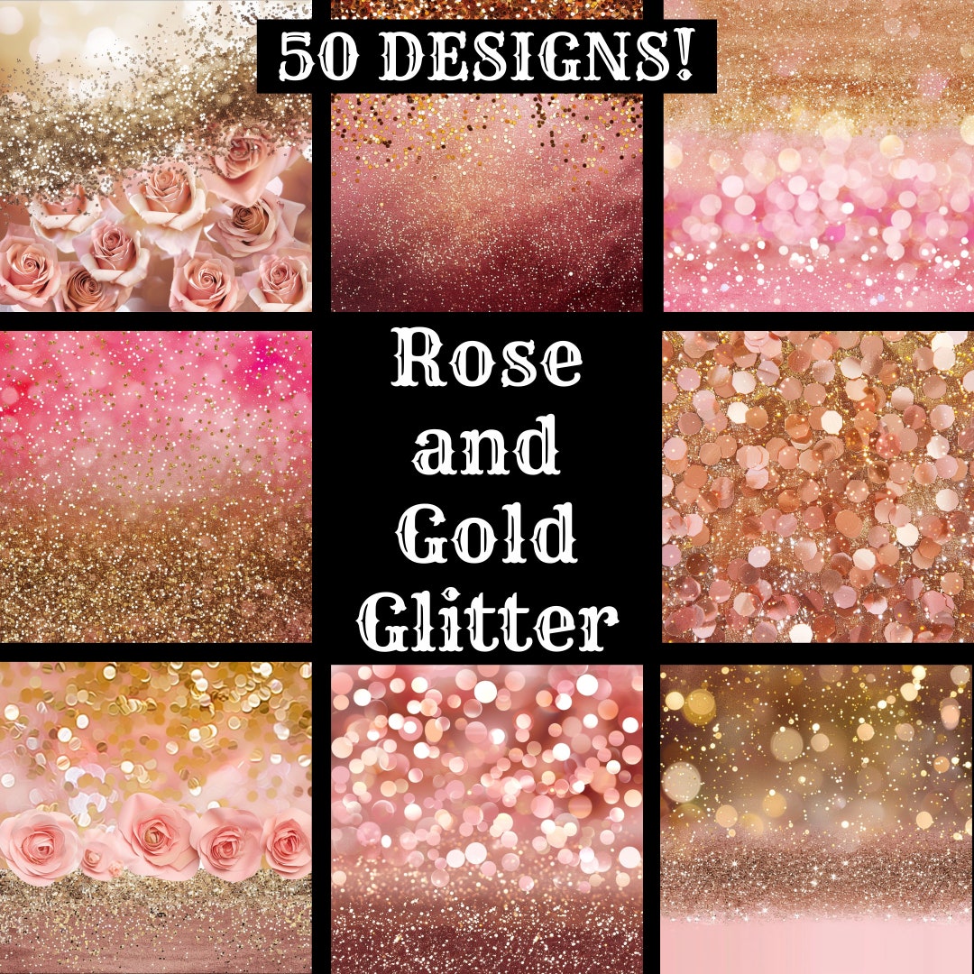 Rose and Gold Glitter Paper, Rose and Gold Glitter Printable Paper ...