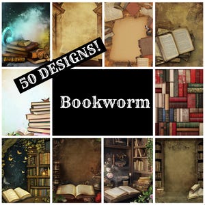 Bookworm Journal Paper, Bookworm Printable Paper, Vintage Journal Supplies, Journal Inserts