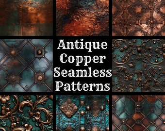 Antique Copper Seamless Digital Paper, Printable Scrapbook Paper Seamless Textures, Instant Download, Commercial Use Antique Copper Pattern