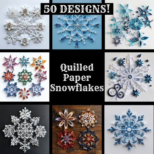 Quilled Paper Snowflakes Paper, Quilled Paper Snowflakes Printable Paper, Quilled Paper Snowflakes Journal Supplies, Journal Inserts