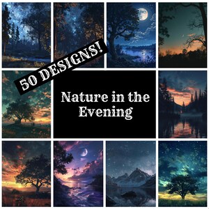 Nature in the Evening Journal Paper, papier do druku, artykuły do dziennika vintage, wkładki do dziennika