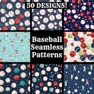 Baseball Seamless Digital Paper, Printable Scrapbook Paper Seamless Textures, Digital Instant Download Seamless Baseball, Baseball Pattern