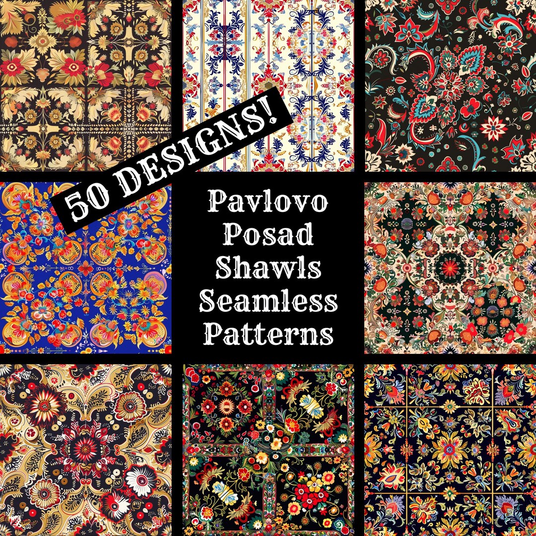 Pavlovo Posad Shawls Seamless Digital Paper, Printable Scrapbook Paper ...