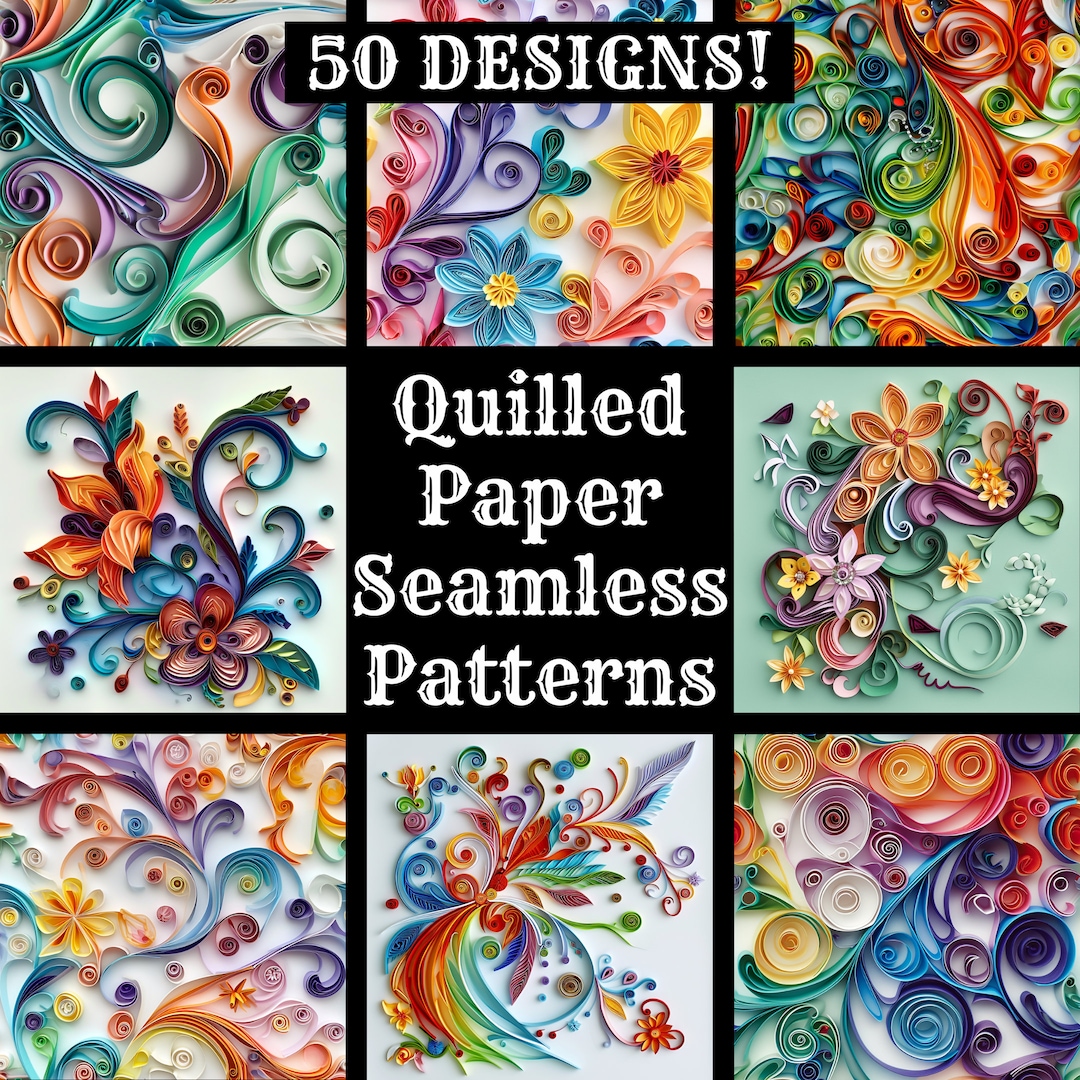 Quilling Patterns Commons Quilled Paper Seamless Patterns: 50 PNG Designs (digital Download) - Etsy