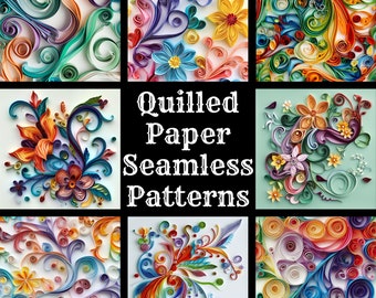 Quilled Paper Seamless Digital Paper, Printable Scrapbook Paper Seamless Textures, Digital Instant Download Quilled Paper Fabric Sublimation