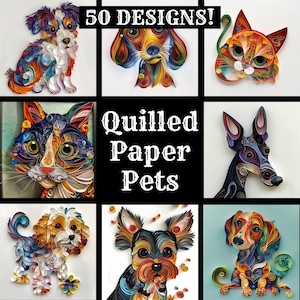 Quilled Paper Pets Paper, Quilled Paper Pets Printable Paper, Quilling Paper Pets, Quilled Paper Pets Journal Supplies, Journal Inserts