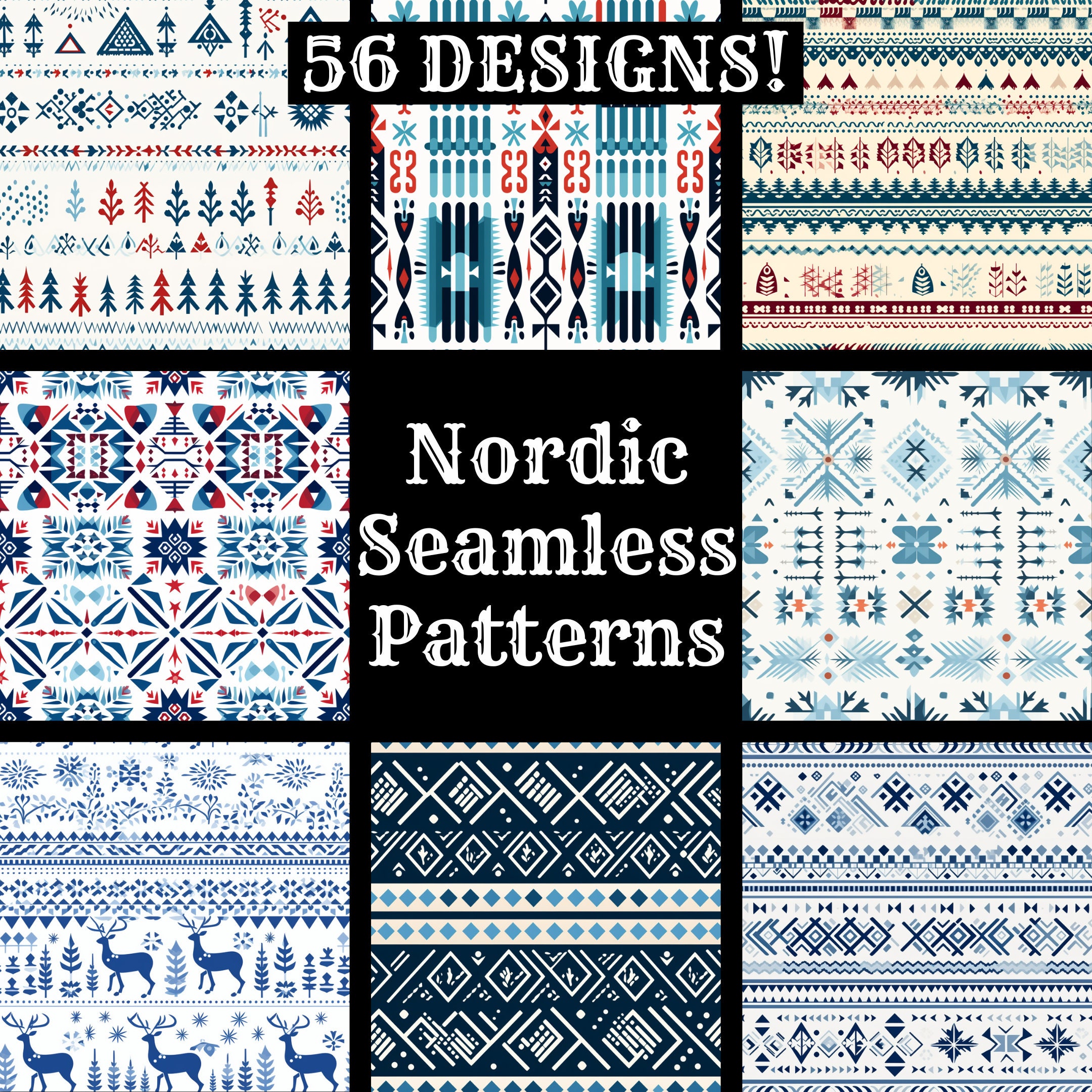 Nordic Seamless Digital Paper, Printable Scrapbook Paper Seamless ...