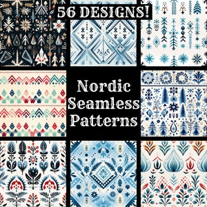 Nordische nahtlose Digitalpapier, druckbare Scrapbook Papier nahtlose Texturen, sofortiger Download, kommerzielle Nutzung nordisches Muster nordischer Wrap