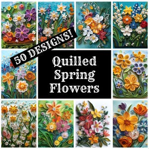 Quilling Frühlingsblumen Journal Papier, Quilling Frühlingsblumen druckbares Papier, Quilling Frühlingsblumen Journal Zubehör, Journal Einsätze