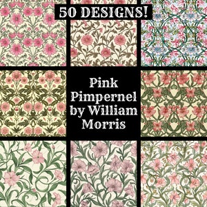 Pink Pimpernel di William Morris Carta digitale senza soluzione di continuità, carta per album stampabile Texture senza soluzione di continuità, download digitale istantaneo William Morris