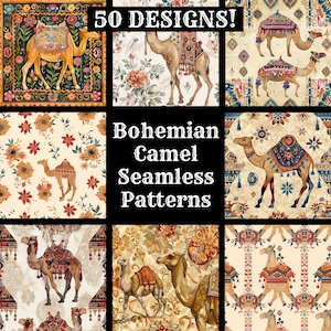 Carta digitale senza cuciture Boho Camel, texture senza giunture di carta per album stampabile Boho Camel, download istantaneo digitale Boho Camel