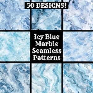 Icy Blue Marble Seamless Digital Paper, Printable Scrapbook Paper Seamless Textures, Digital Instant Download Seamless Icy Blue Marble Wrap