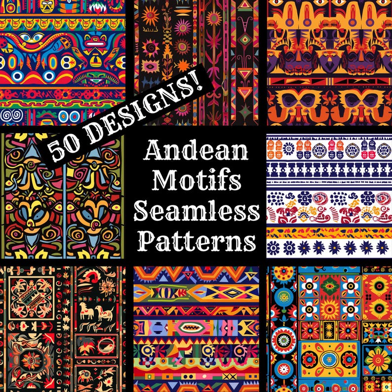 Andean Motifs Seamless Patterns: Digital Scrapbook Paper (digital ...