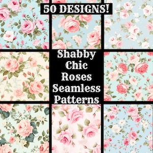 Shabby chic rozen naadloos digitaal papier, afdrukbaar plakboekpapier naadloze texturen, digitale Instant Download naadloze shabby chic rozen