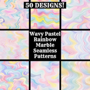 Wavy Pastel Rainbow Marble Seamless Digital Paper, Printable Scrapbook Paper Seamless Textures, Digital Instant Download Wavy Rainbow Marble