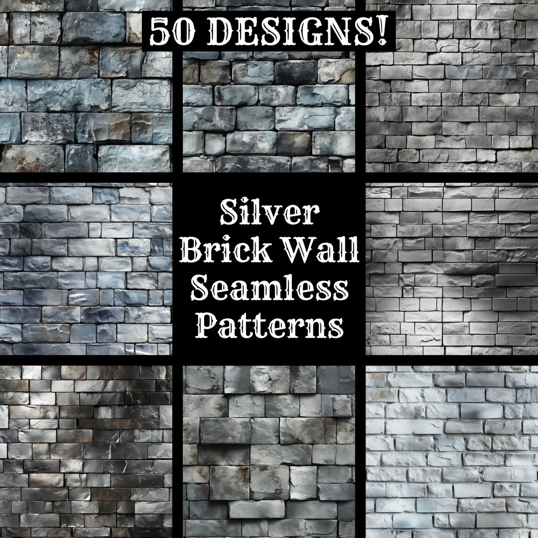 Silver Brick Wall Seamless Digital Paper Printable Scrapbook Etsy