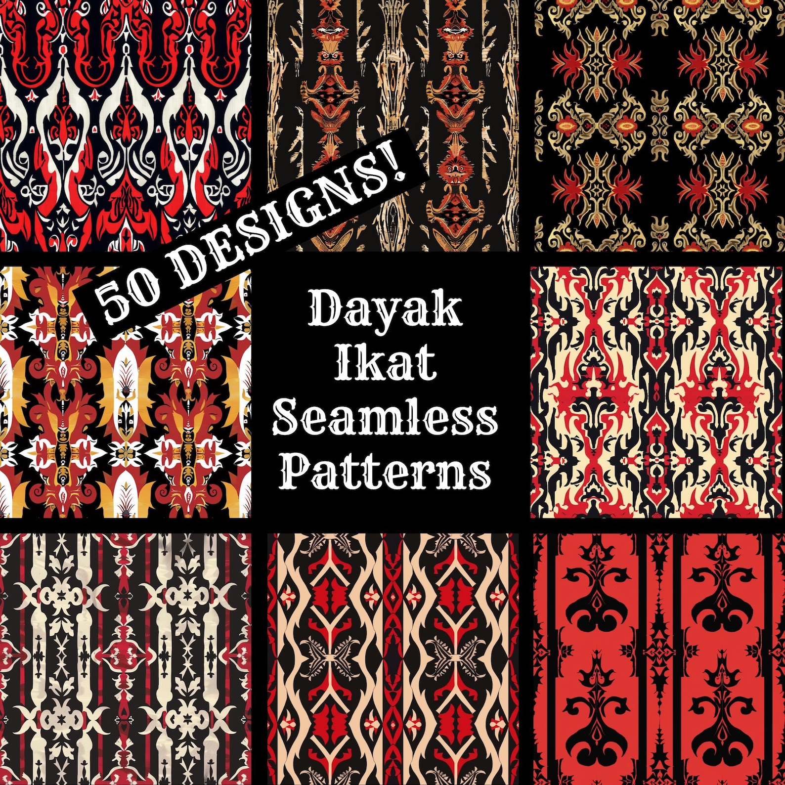 Dayak Ikat Seamless Pattern: Printable Scrapbook Paper (digital ...
