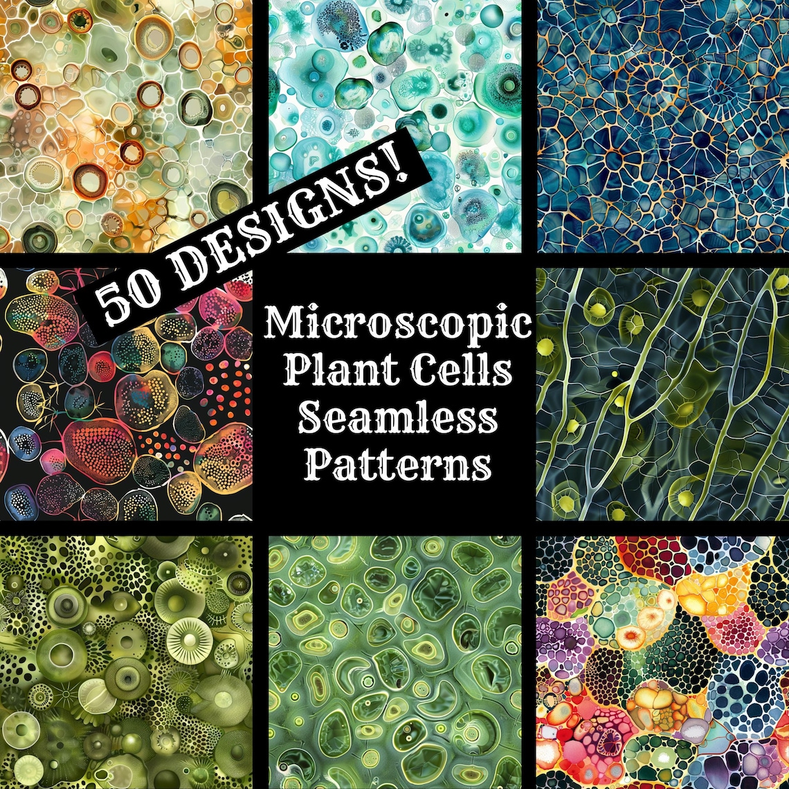Microscopic Plant Cell Pattern: 50 Seamless Digital Papers (PNG) - Etsy