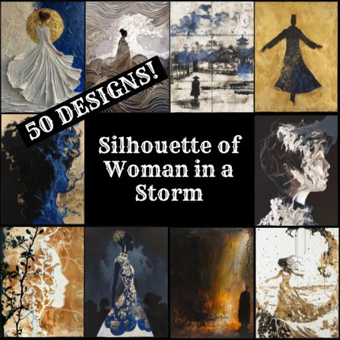Woman in Storm Journal Paper: Vintage Scrapbook Inserts (PNG Digital ...