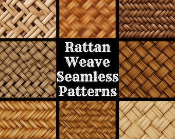 Rattan Weave Seamless Patterns, Digital Paper (PNG)