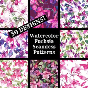 Watercolor Fuchsia Seamless Digital Paper, Printable Scrapbook Paper ...