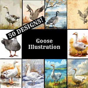 Goose Illustration Digital Paper: Vintage Journal Inserts (PNG, 8.5x11 ...
