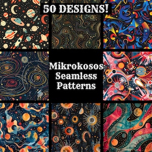 Mikrokosmos Seamless Digital Paper, Mikrokosmos Printable Scrapbook Paper Seamless Textures, Digital Instant Download Seamless Mikrokosmos