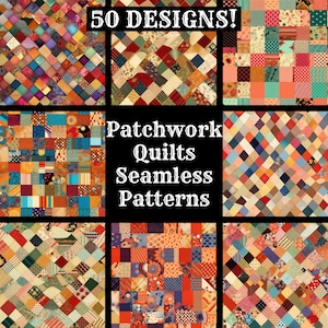 Patchwork Quilts Seamless Digital Paper, Printable Scrapbook Paper Seamless Textures, Instant Download, Commercial Use Patchwork Quilts Wrap