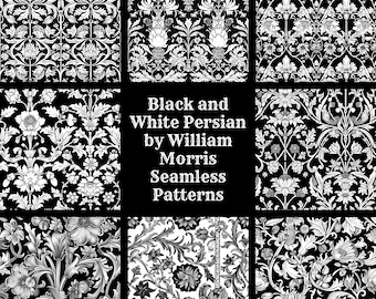 William Morris Black & White Persian Seamless Pattern (Digital Download)