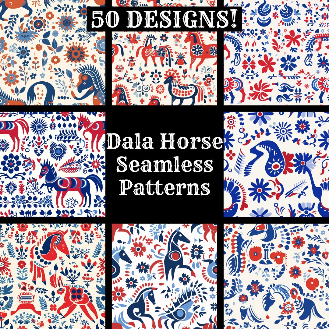 Dala Horse Seamless Digital Paper Printable Scrapbook Paper - Etsy