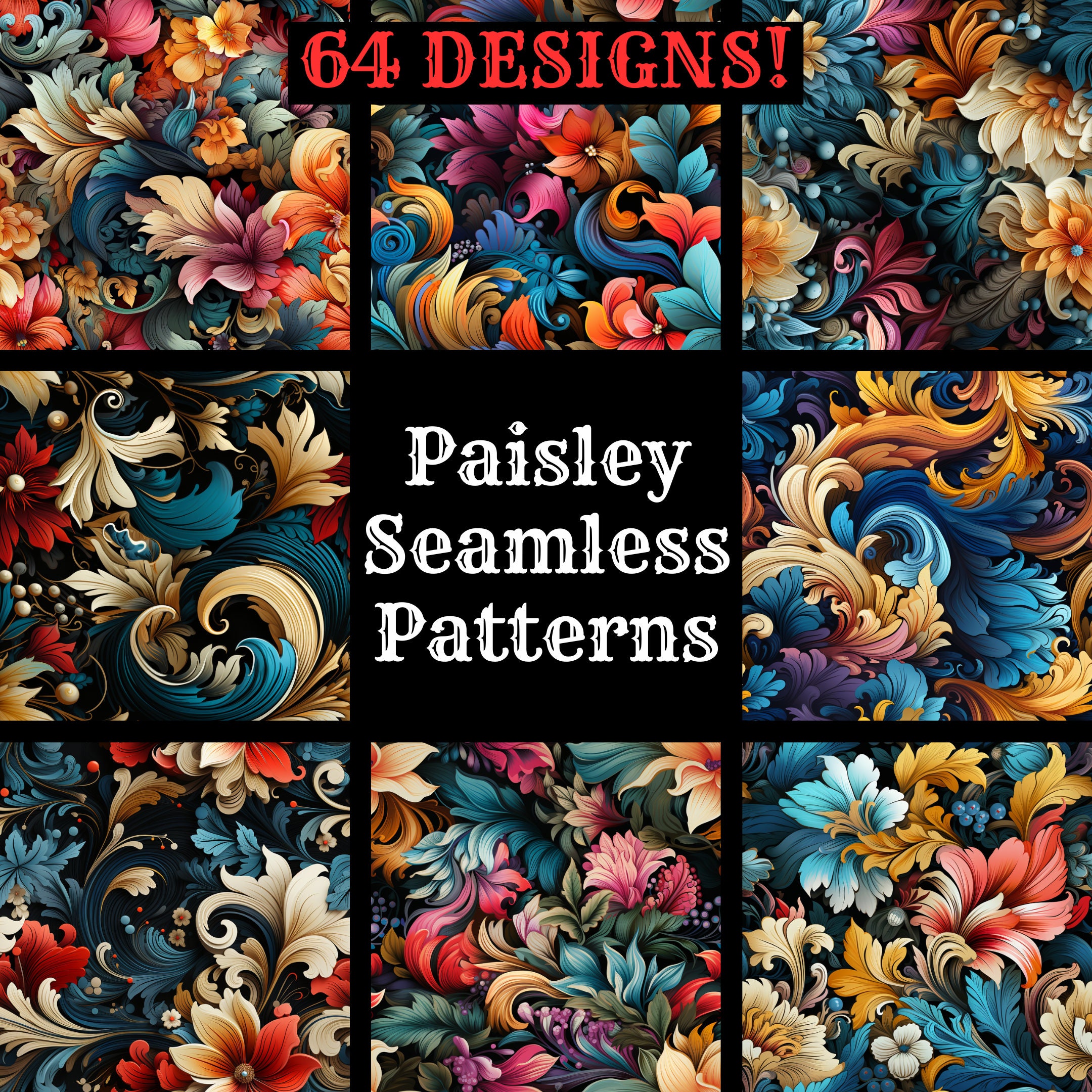 Paisley Seamless Digital Paper, Printable Scrapbook Paper Seamless ...