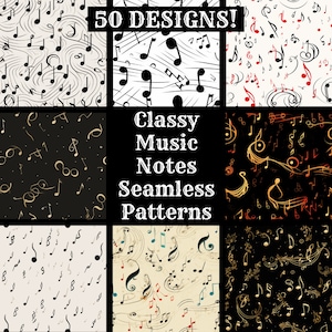 Noble Musiknoten nahtlose digitales Papier, druckbare Scrapbook Papier nahtlose Texturen, digitale Sofortdownload edel Musiknoten Papier