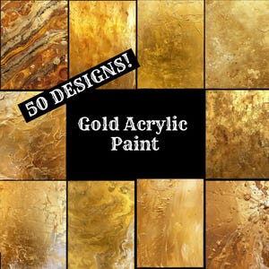 Gold Acrylic Paint Digital Paper: Vintage Journal Inserts (PNG, 8.5x11 in) (Digital Download)