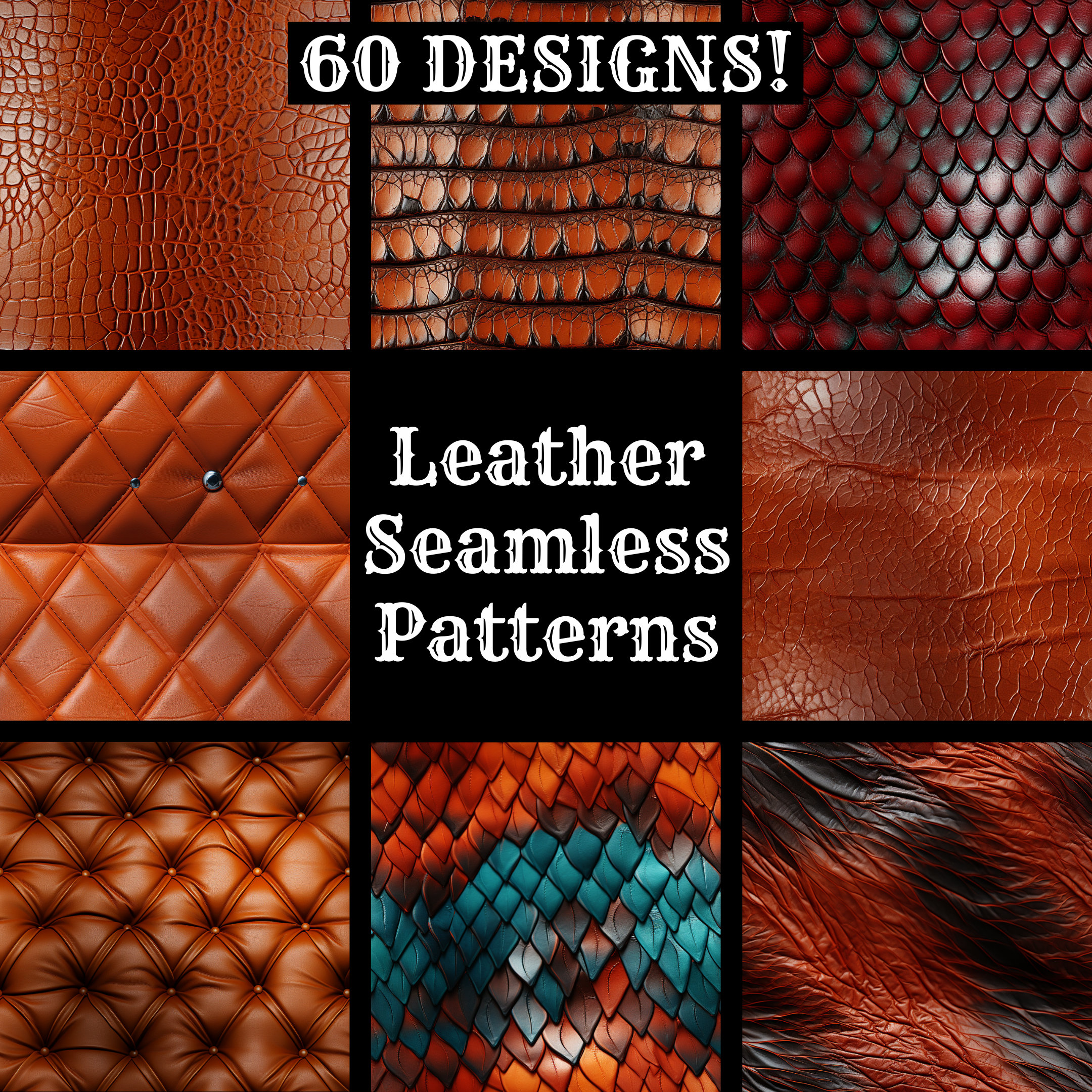 Leather Seamless Textures: Printable Scrapbook Paper Patterns (digital ...