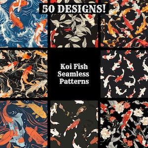 Koi Fisch nahtlose digitales Papier, Koi Fisch druckbare Scrapbook Papier nahtlose Texturen, digitale Sofort-Download Koi Fisch Muster