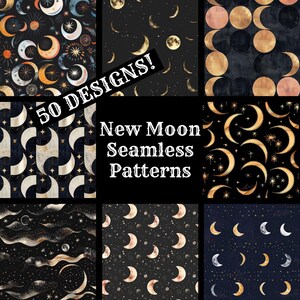New Moon nahtlose digitales Papier, New Moon druckbare Scrapbook Papier nahtlose Texturen, digitaler Sofort Download