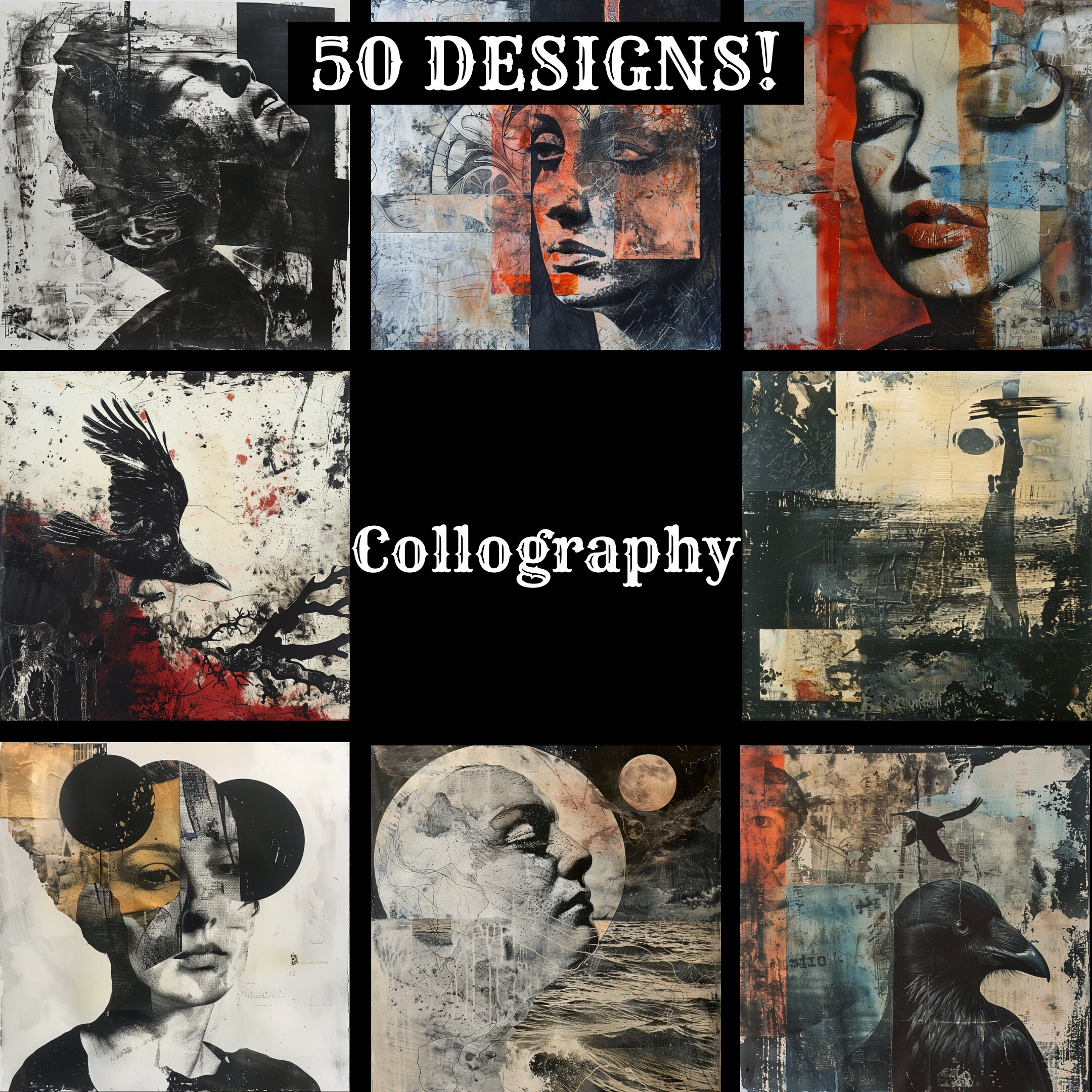 Vintage Collography Paper: High-resolution Digital Journal Inserts (PNG ...
