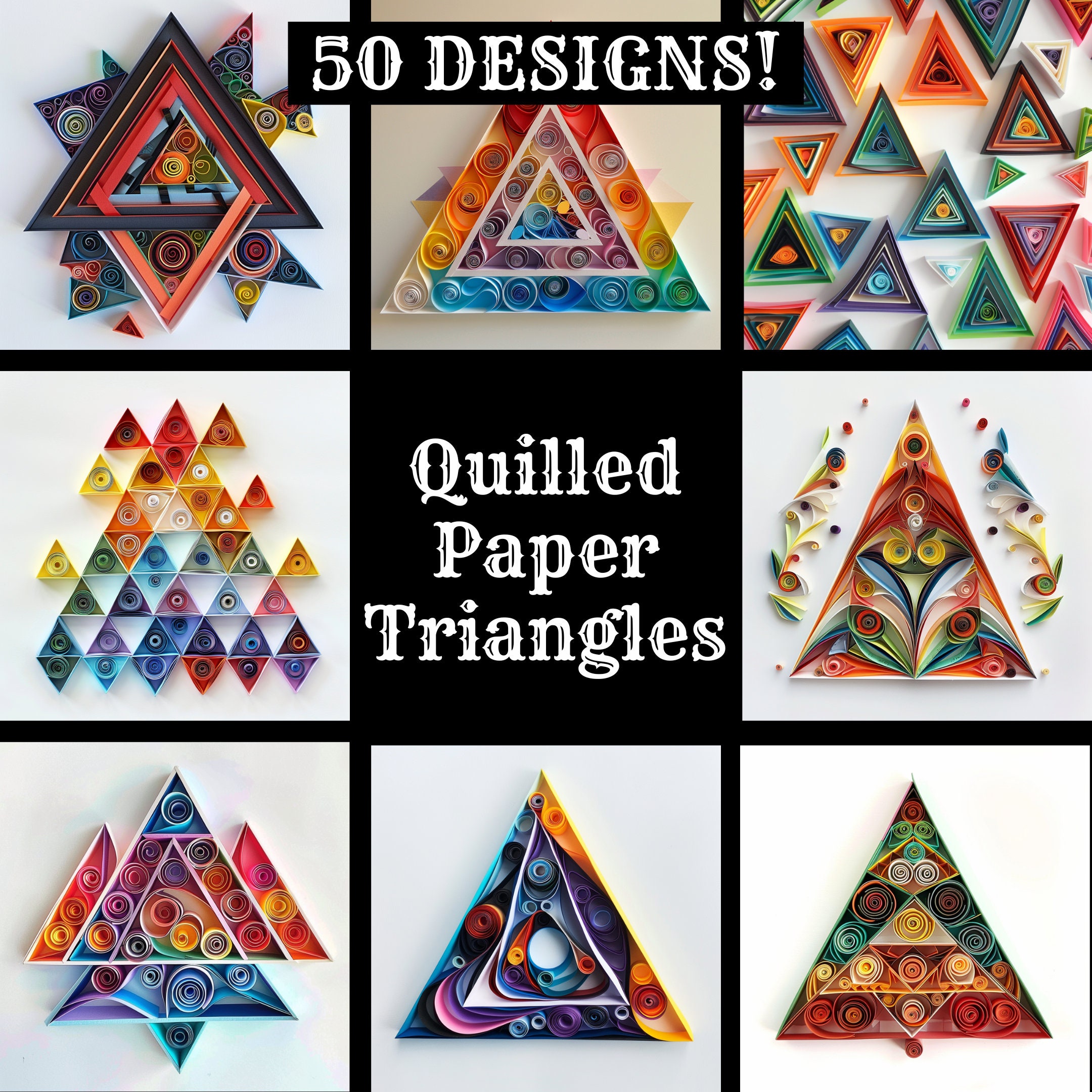 Triangle Paper Table Sign Quilled Paper Triangles, High Resolution Digital Papers (PNG) - Etsy